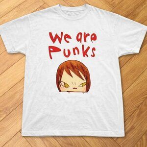White - We Are Punks Cartoon Graphic T-Shirt Cute Punk Character Tee